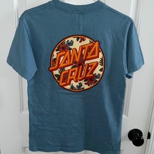 Santa Cruz Screaming Hand Floral Logo T-Shirt - Blue
